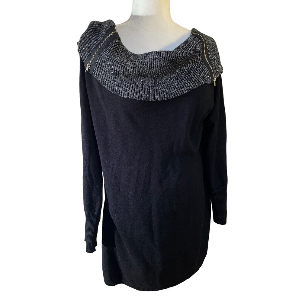 Questions knit tunic with sparkly collar size 2X